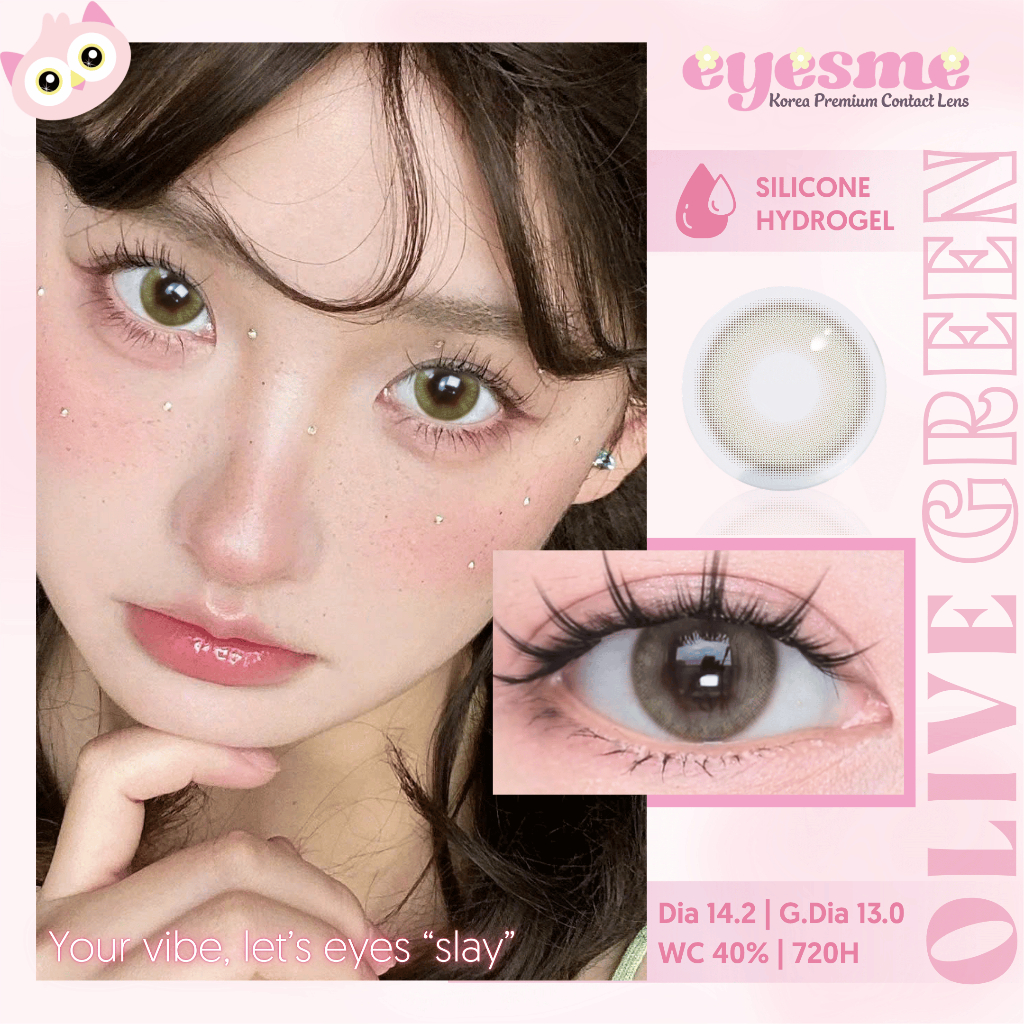 Lens Eyesme - Olive Green - Lens xanh lá có độ cận tư 0 đến 8 độ - Kính áp tròng Hàn Quốc