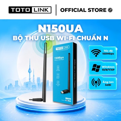 [Hoả Tốc] Bộ thu USB Wi-Fi TOTOLINK N150UA - WiFi chuẩn N 150Mbps dễ sử dụng cho PC Laptop