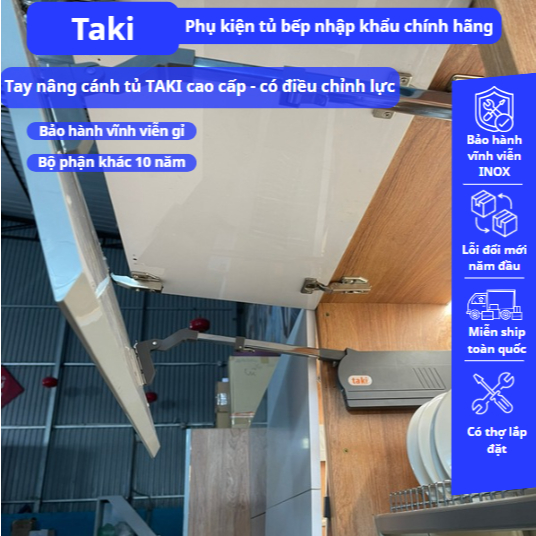 Bộ Tay Nâng Cửa Tủ Bếp TAKI G225 – Chỉnh Lực Linh Hoạt, Đóng Mở Mượt, Bảo Hành Chính Hãng