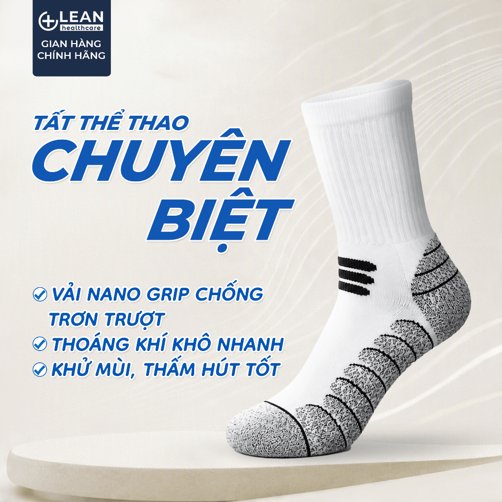 Tất Vớ Thể Thao Lean Sport Nano Grip Chống Trơn Trượt Mico Fiber Bóng Đá, Bóng Chuyền, Pickleball, G