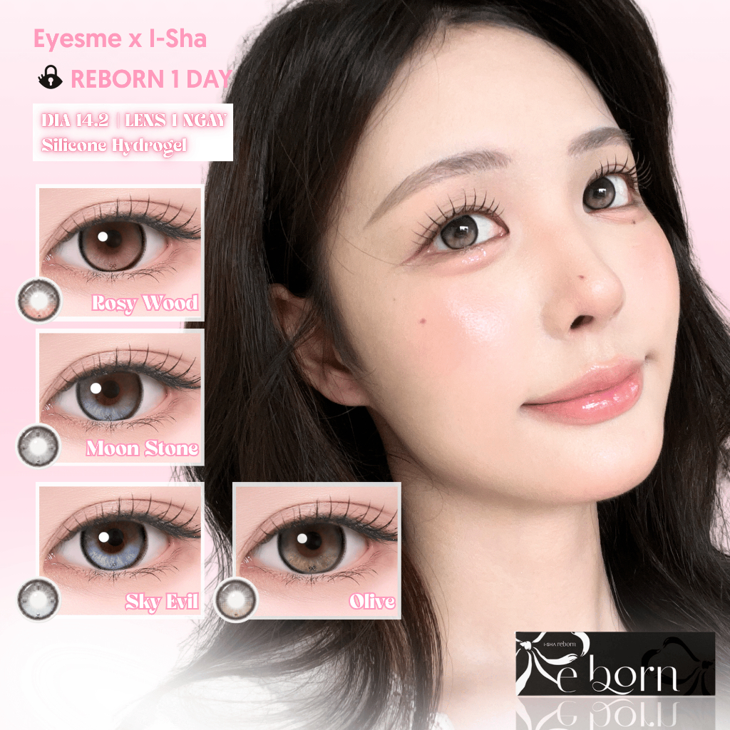 [Eyesme x I-Sha] Kính áp tròng 1 ngày I-Sha Reborn lens highlight khóa trục hiệu ứng tạo chiều sâu