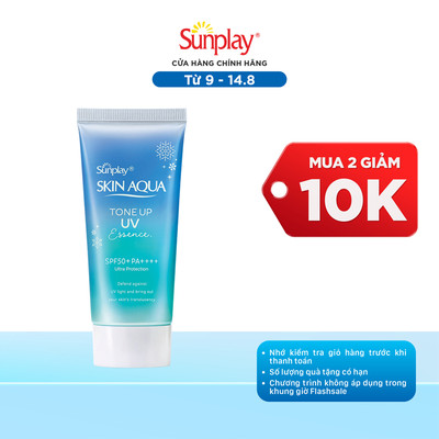 Kem chống nắng nâng tông cho da vàng, ấm, khuyết điểm đỏ Sunplay Skin Aqua Tone Up UV Essence Blue SPF 50+ PA++++ 50g