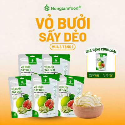 [5 Túi Tặng 1] Combo 5 Túi Vỏ Bưởi Sấy Dẻo 25g & 85g NONGLAMFOOD Ít Ngọt Hàng Chuẩn Xuất Khẩu Loại 1