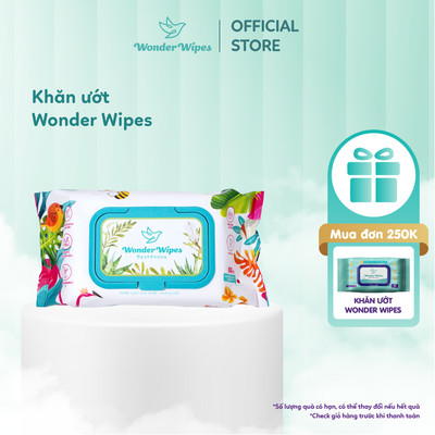 Khăn Giấy Ướt Wonder Wipes 100 tờ/gói Chiết Xuất Lô Hội, Không Cồn, Không Paraben (MỚI)