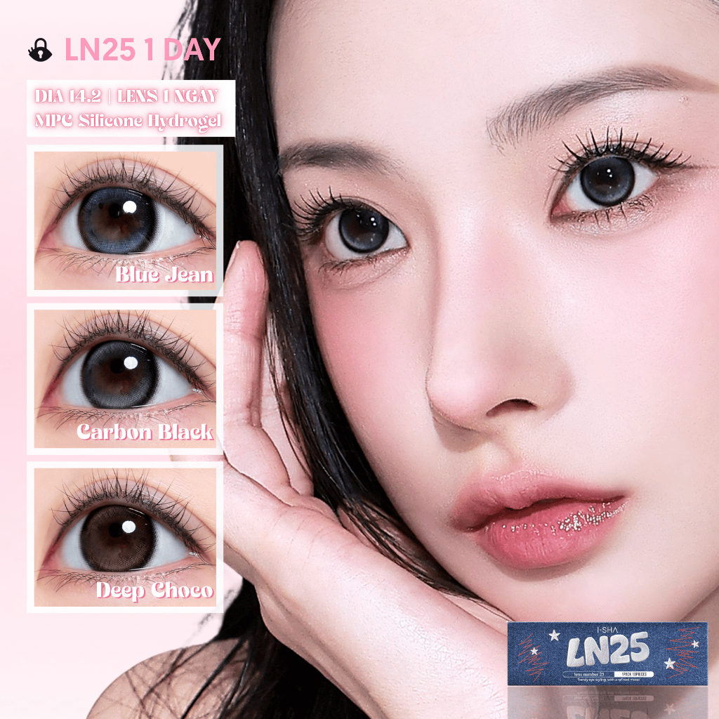 [Eyesme x I-Sha] Kính áp tròng 1 ngày I-Sha LN25 lens highlight khóa trục tạo chiều sâu cho mắt