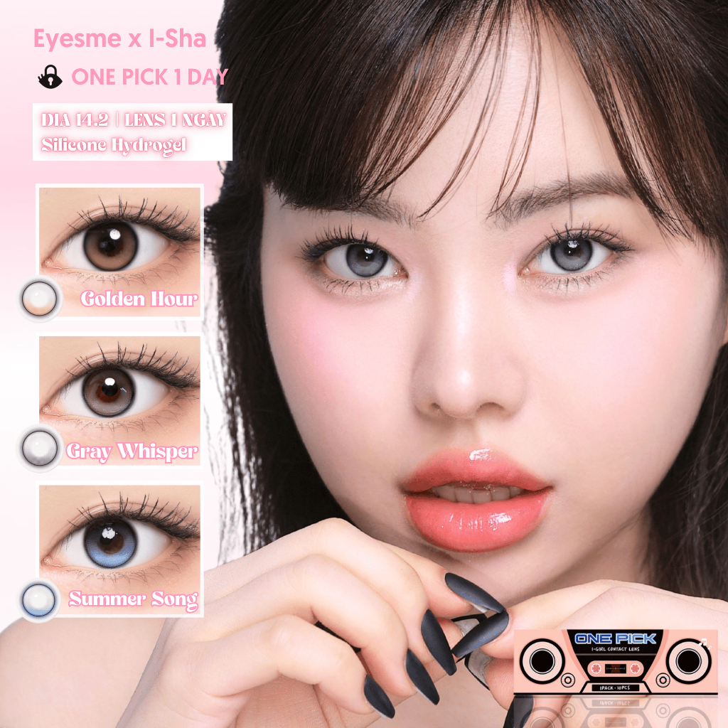 [Eyesme x I-Sha] Kính áp tròng 1 ngày I-Sha One Pick lens highlight khóa trục