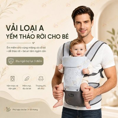 Địu em bé địu cho bé 3 tháng đến 3 tuổi iMama trợ lực 4 tư thế thoáng khí có đỡ đầu đỡ cổ chính hãng