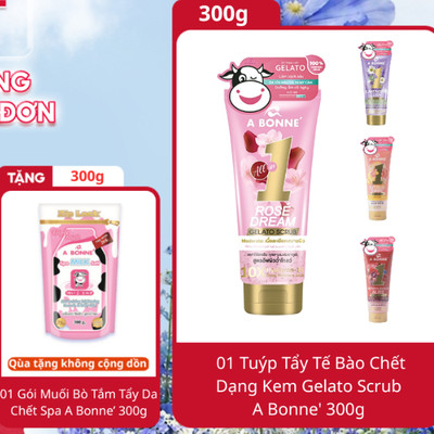Tẩy Tế Bào Chết Dạng Kem Gelato Scrub A Bonne' 300g (Tuýp) Tặng 1 Gói Muối Bò Tắm Spa 300g