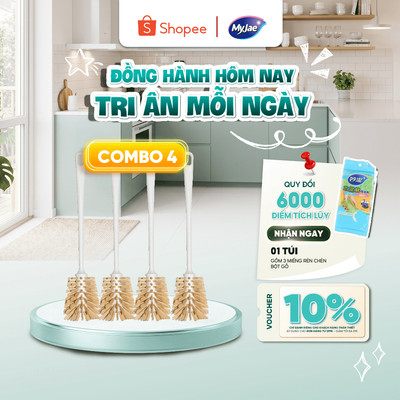 COMBO 4 Cây rửa ly kháng khuẩn đầu chổi mềm mại MyJae