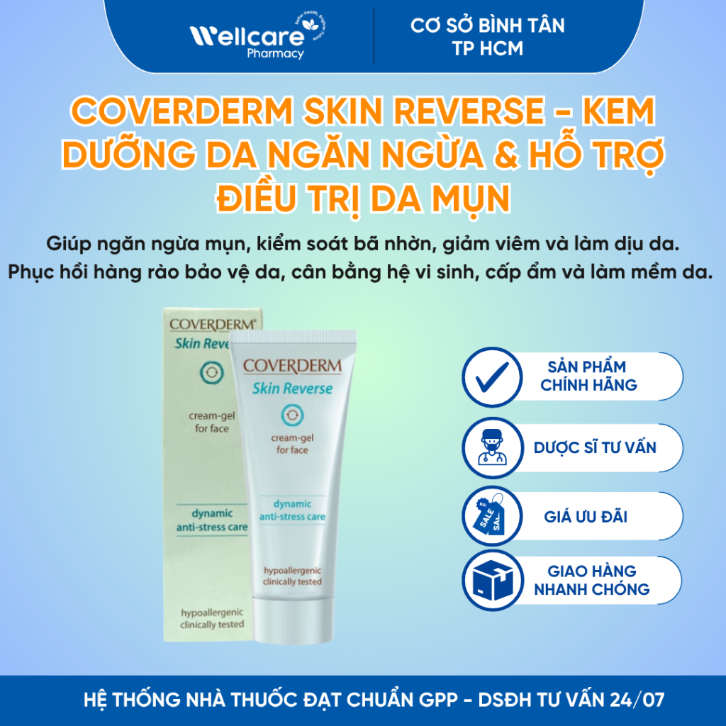 [CHÍNH HÃNG] COVERDERM Skin Reverse Kem Dưỡng Hỗ Trợ Giảm Mụn 40ml