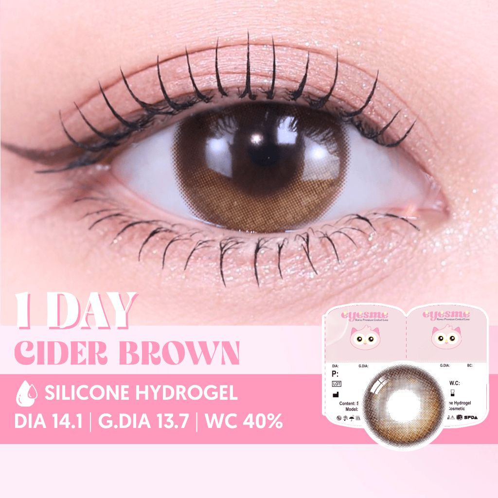 [Lens 1 ngày] Kính áp tròng Eyesme - Cider Brown - Lens nâu gỗ hiệu ứng highlight chuyển màu tinh tế