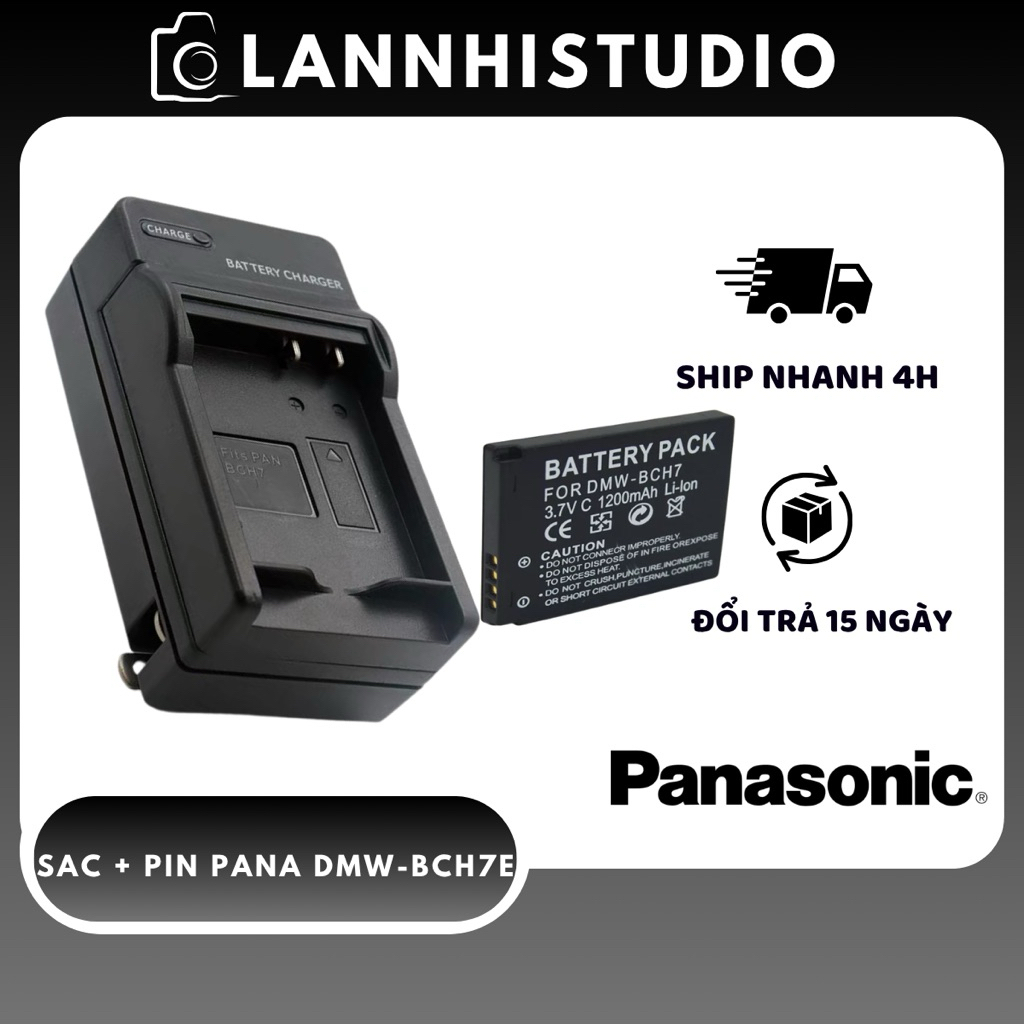 Combo Sạc và Pin Panasonic DMW-BCH7E 1200mAh cho Lumix DMC-FP1, FP2, FP3, TS10, TS20-Bảo hành lỗi 1 