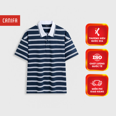 Áo Polo nam kẻ ngang dáng boxy trẻ trung mặc đi học, đi chơi, đi làm CANIFA MEN 8TP26S014