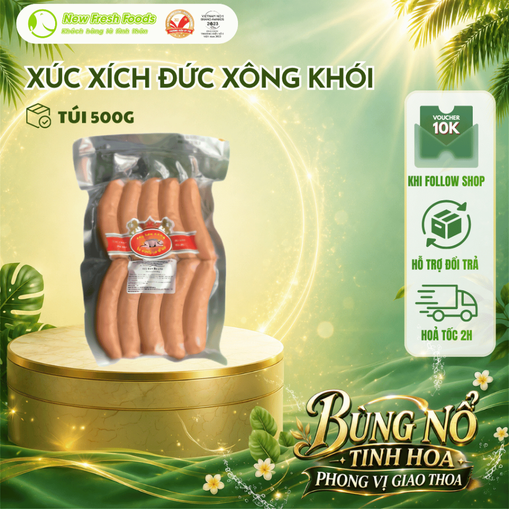 [HỎA TỐC HCM] Xúc Xích Đức Xông Khói Hiệu Nippon Con Heo Vàng Túi 500Gram