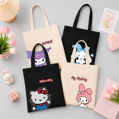 Túi Tote Loza Hello Kitty, Kuromi kích thước 33x37 có ngăn phụ và khóa khéo đựng vừa A4 đi chơi, đi học thêm Loza TOTE36