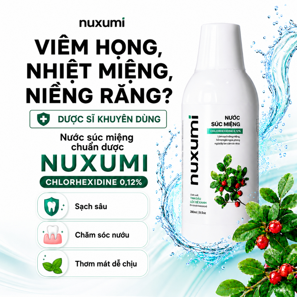 Nước Súc Miệng Nuxumi Hỗ Trợ Tình Trạng Viêm Họng, Nhiệt Miệng, Niềng Răng Chuẩn Dược 280ml