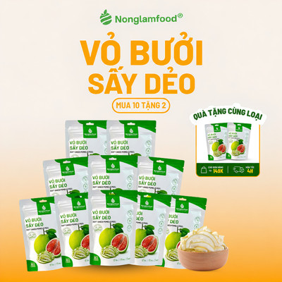 [10 Túi Tặng 2] Combo 10 Túi Vỏ Bưởi Sấy Dẻo 25g&85g NONGLAMFOOD Ít Ngọt Hàng Chuẩn Xuất Khẩu Loại 1