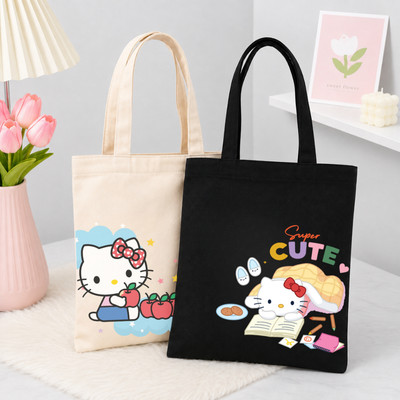 Túi Tote Loza in hình mèo kích thước 33x37 có ngăn phụ và khóa khéo đựng vừa A4, đi chơi, đi học thêm Loza TOTE38