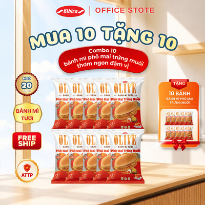 (Mua 10 TẶNG 10) Bánh Ăn Sáng Bibica - Bánh Mì Chà Bông/ Phô Mai Trứng Muối 40g (Date mới)