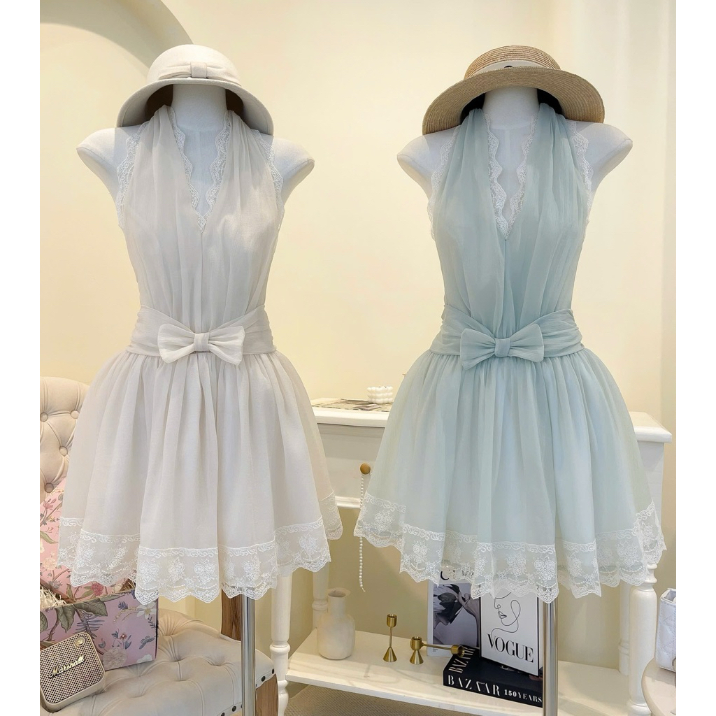 Colyn Đầm xếp li phối ren xoè