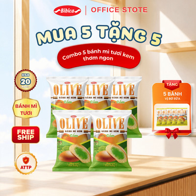 (Mua 5 TẶNG 5) Bánh Ăn Sáng Bibica - Bánh Tươi Olive có nhân Cốm/Bơ Sữa 50g (Date mới)