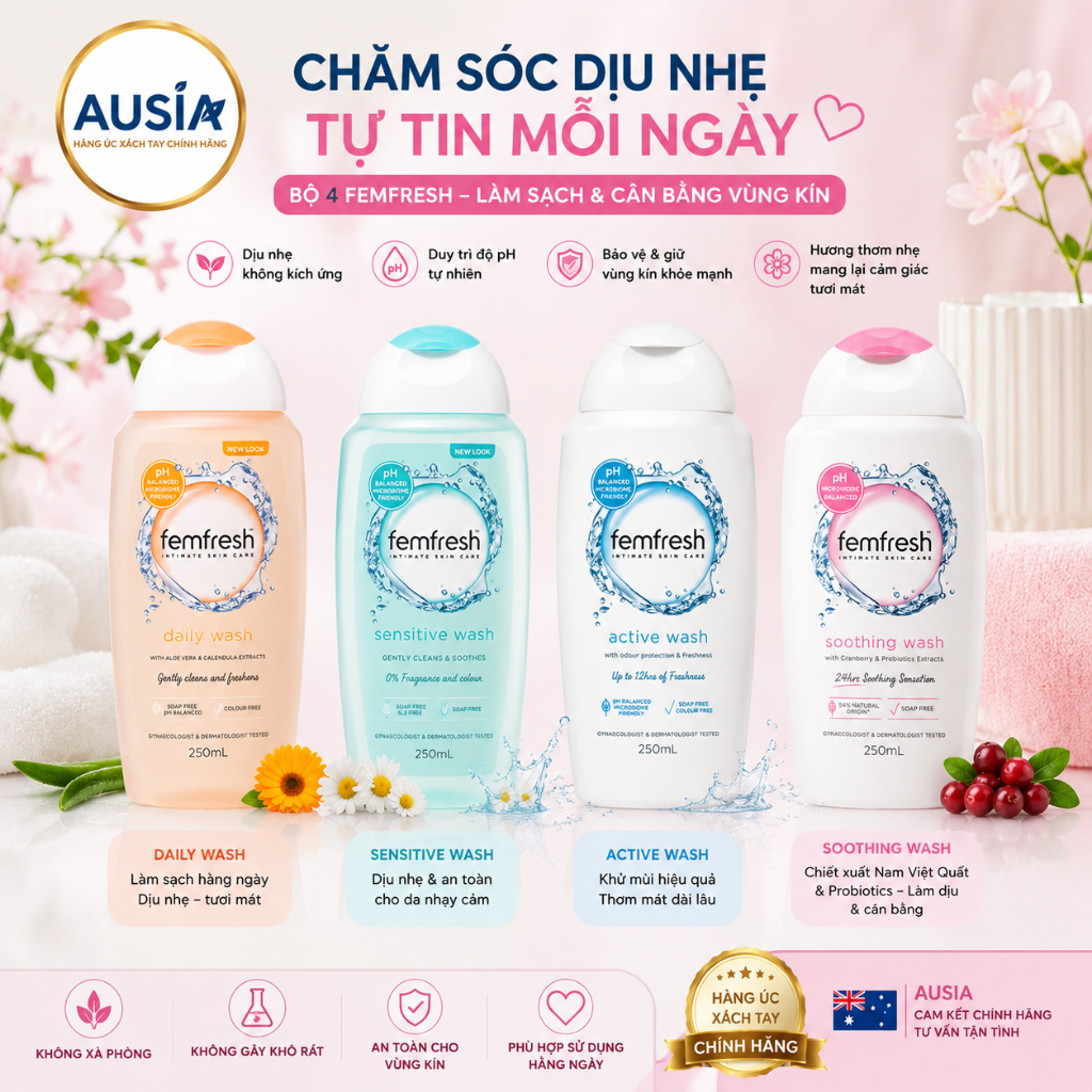 Femfresh Sensitive Wash 250ml - xách tay Úc