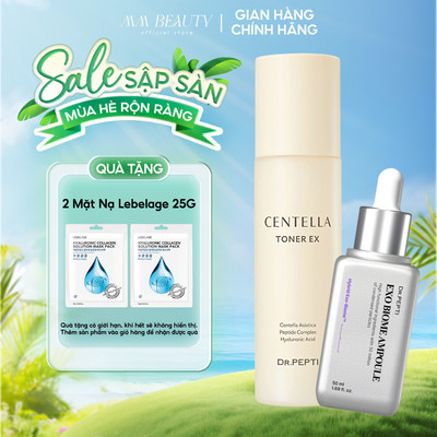 COMBO Nước hoa hồng Dr. Pepti Centella EX 180ml + Tinh chất Dr.Pepti EXO Biome Ampoule 50ml