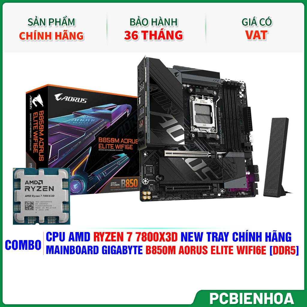 Combo Hot - Ryzen 7 7800X3D Tray hãng - B850M A ELTE WF6E-36T