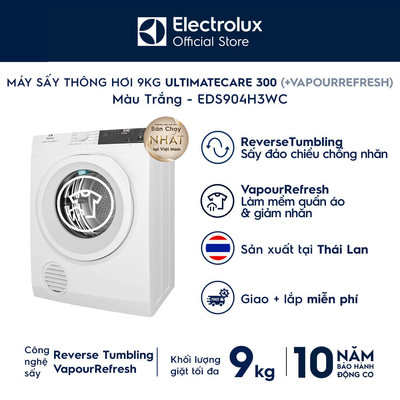 Máy sấy thông hơi Electrolux 9kg UltimateCare 300 - Trắng EDS904H3WC - Làm mới quần áo