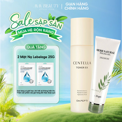 COMBO Nước Hoa Hồng DR.PEPTI CENTELLA TONER EX 180ml + Tẩy Tế Bào DR.PEPTI+ HERB NATURAL PEELING GEL 130ml
