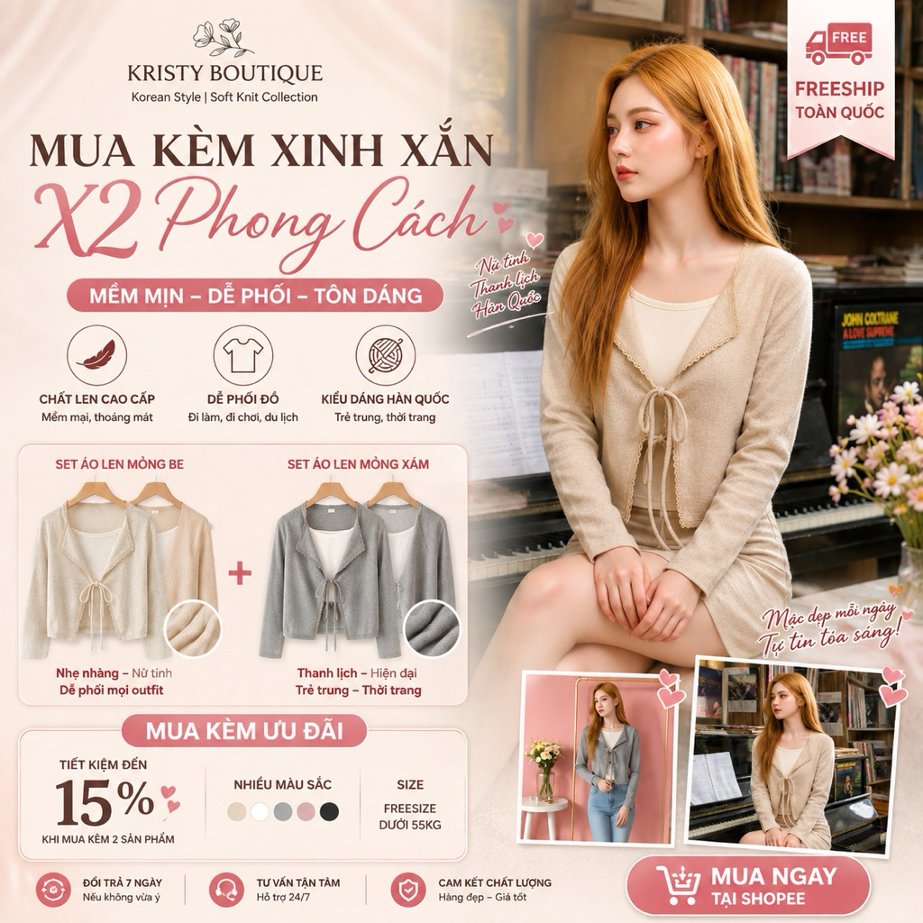 Set Áo Cardigan Croptop Hàn Quốc Thắt Nơ Cực Xinh – Áo Kiểu Nữ Xu Hướng Mới