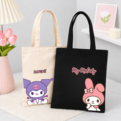 Túi Tote Hello Kitty, Melody, Cinnamoroll, Kuromi đi học, đi chơi kích thước 33x37, Túi vải canvas Loza Kids TUI02