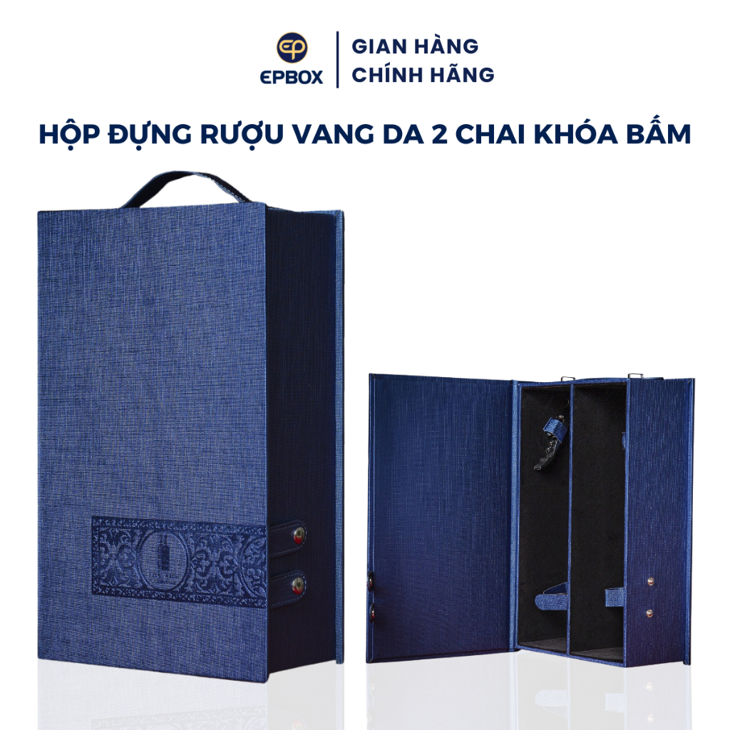 Hộp Đựng Rượu Vang Da Đôi Cao Cấp EPVINA HCM – Màu Xanh Navy