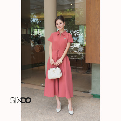 Đầm sơ mi ngắn tay dáng xòe SIXDO (Rosy Woven Flared Dress)