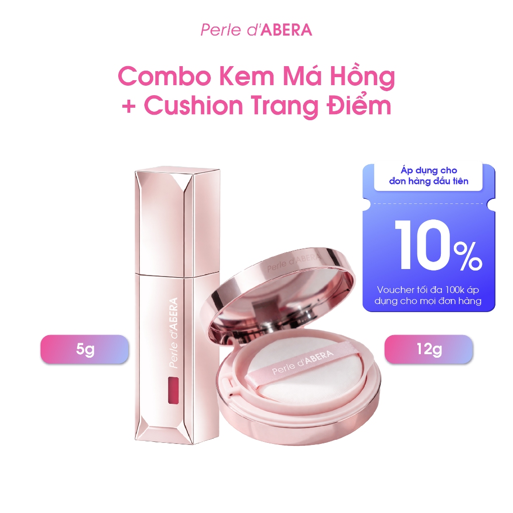Kem Má Hồng Perle d'ABERA 5g + Cushion Trang Điểm Perle d'ABERA 12g