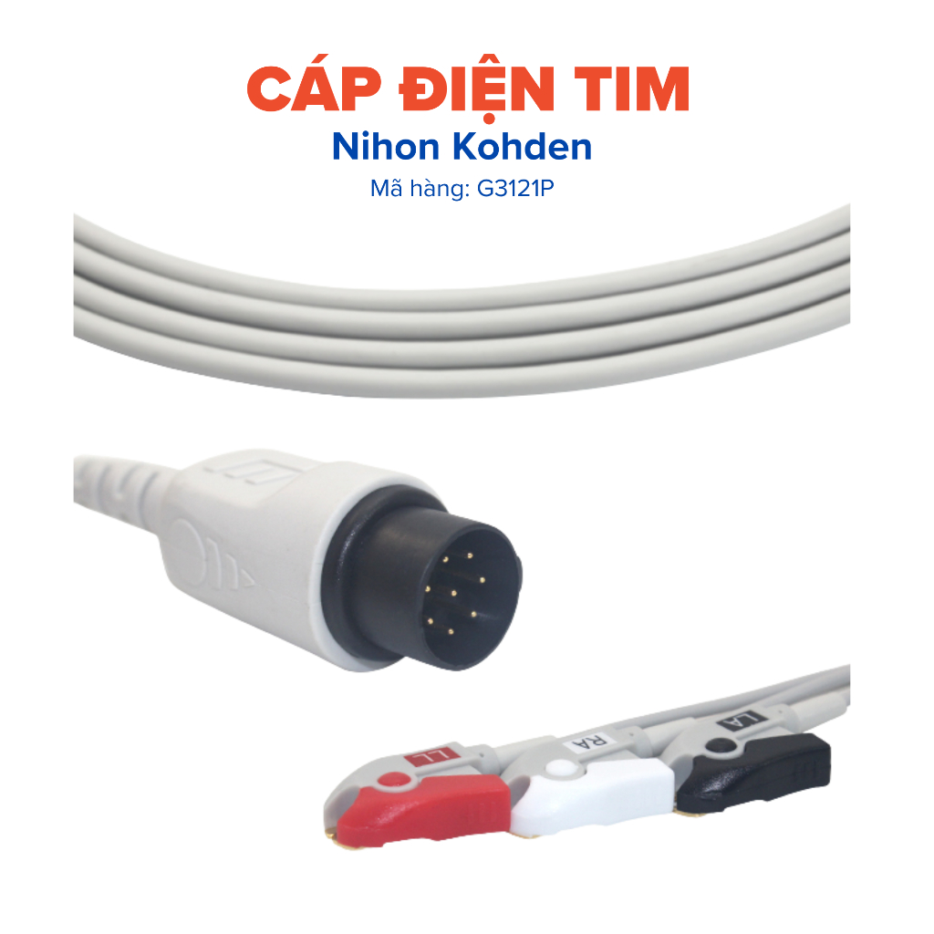 Cáp điện tim - Tương thích monitor Nihon Koden