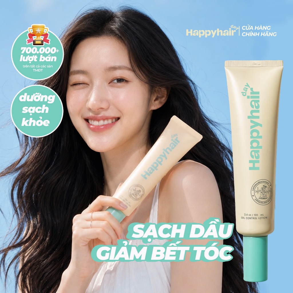 Lotion kiềm dầu Happy Hair Day 100ml giúp tóc bồng bềnh, hết dầu trong 24h dành cho tóc bết dầu