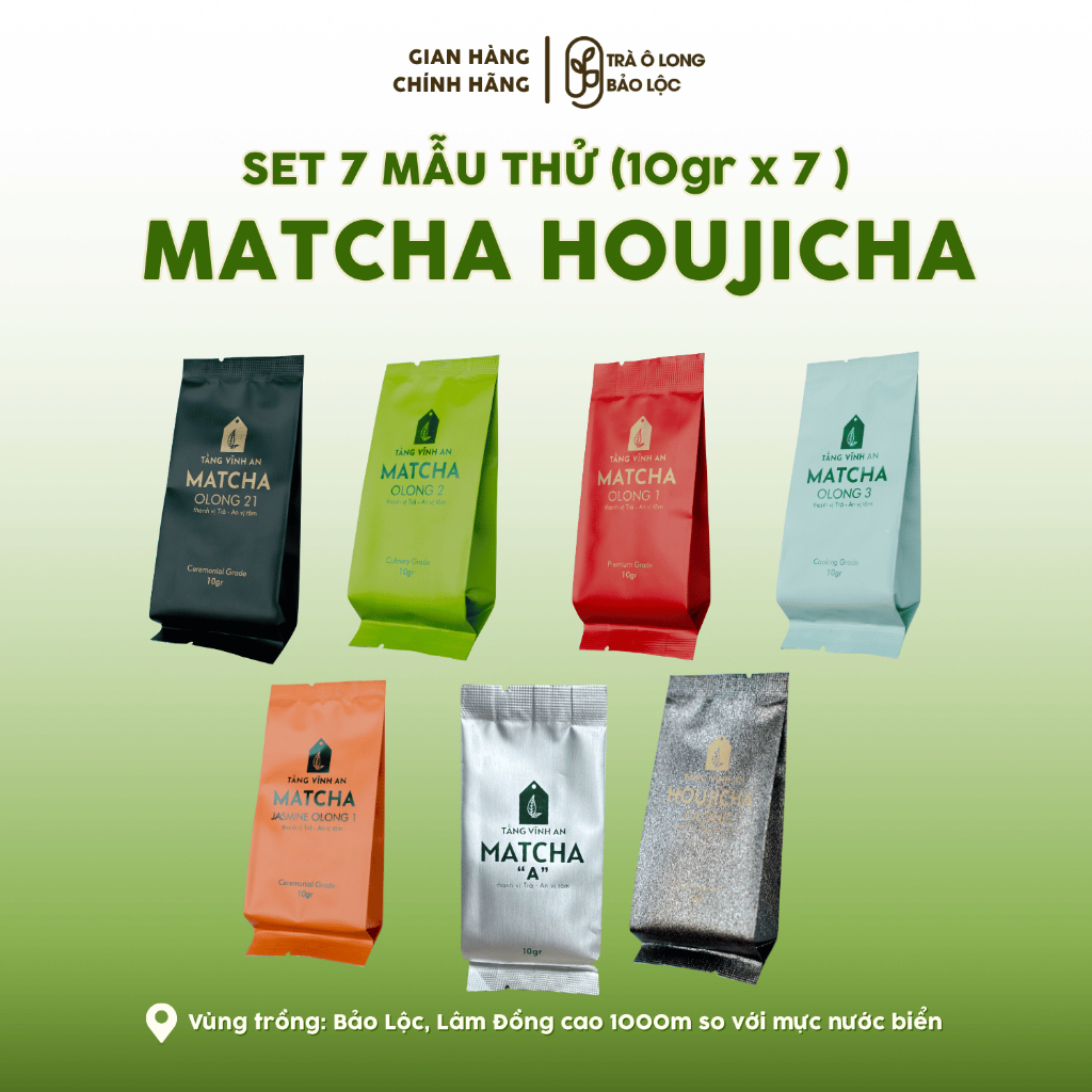 Mẫu Thử Bột Matcha - Houjicha - Matcha Tằng Vĩnh An - Túi 10gr - Trà Olong Bảo Lộc