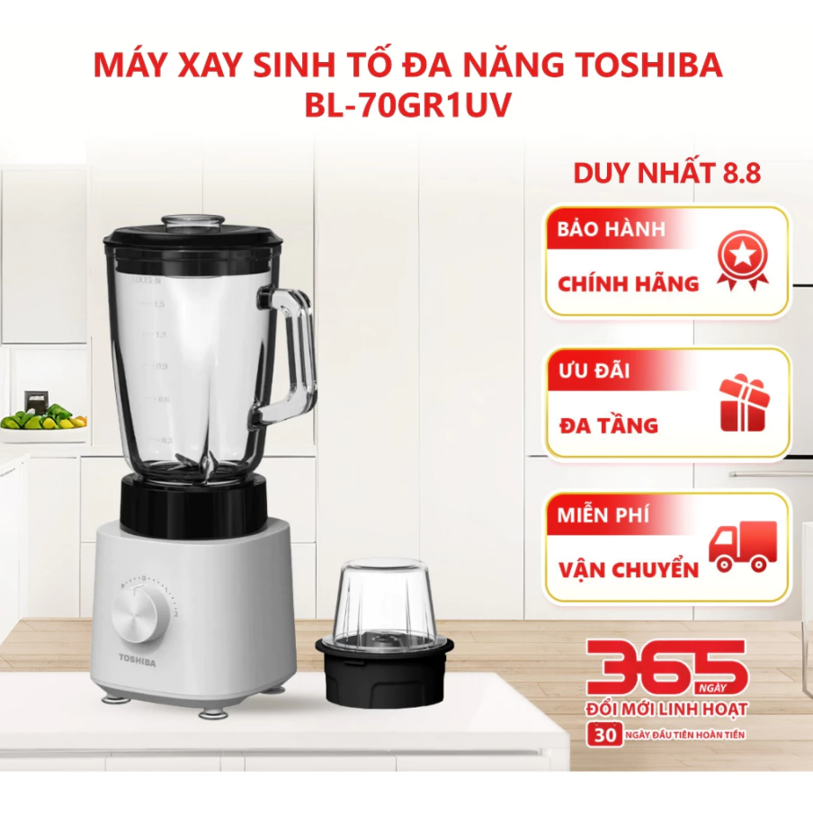 Máy xay sinh tố đa năng Toshiba BL-70GR1UV (Đen) - BH 12 tháng