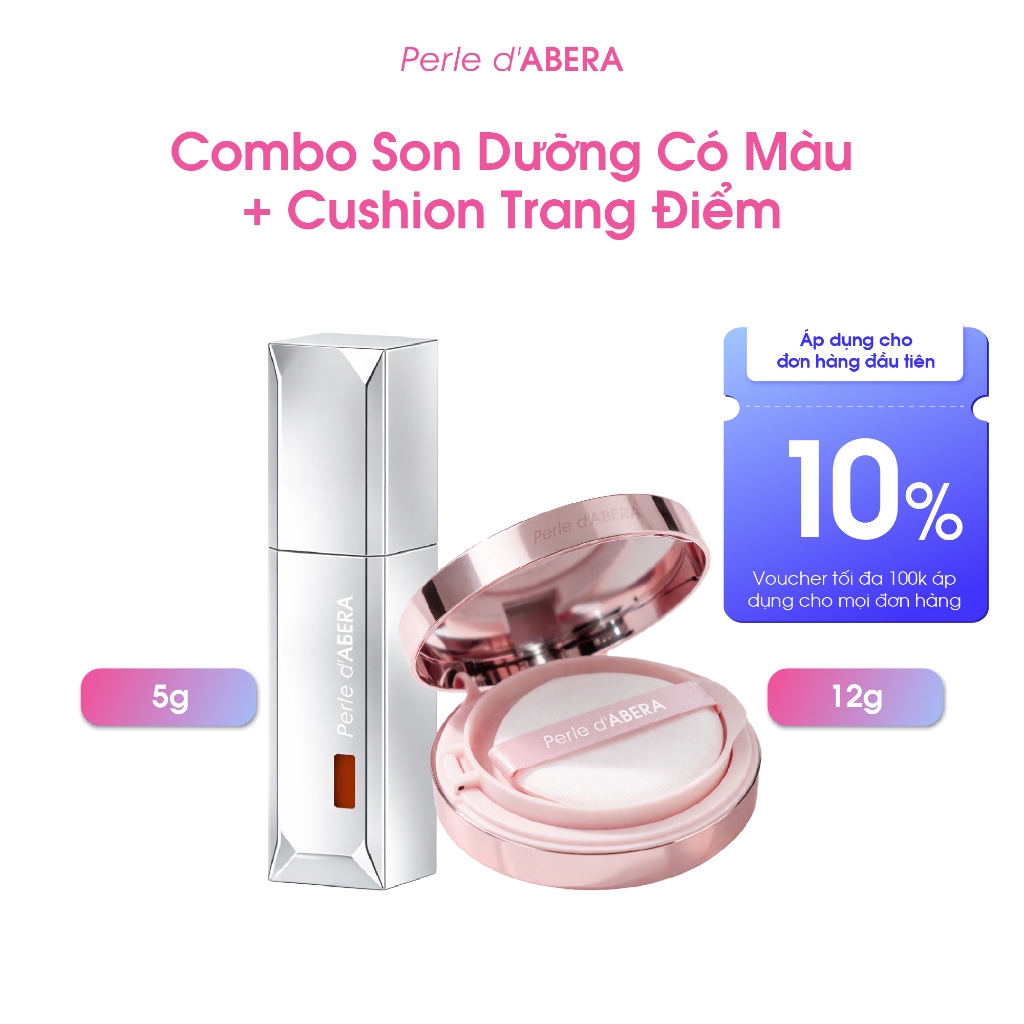 Combo Son Dưỡng Có Màu Perle d'ABERA 5g + Cushion Trang Điểm Perle d'ABERA 12g