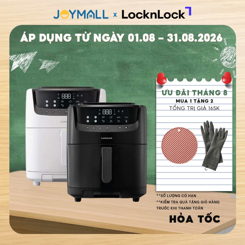 Nồi chiên không dầu Lock&Lock 7L EJF881, Hàng chính hãng có chức năng hấp và tự làm sạch, điều khiển