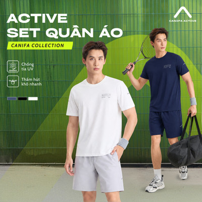 Set Bộ quần áo thể thao nam quần đùi áo ngắn tay CANIFA 8ST26S002