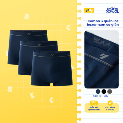 [KOL/KOC]Combo 3 quần lót boxer nam yody dệt liền cạp mềm, kháng khuẩn,thấm hút tốt MCUN26A005