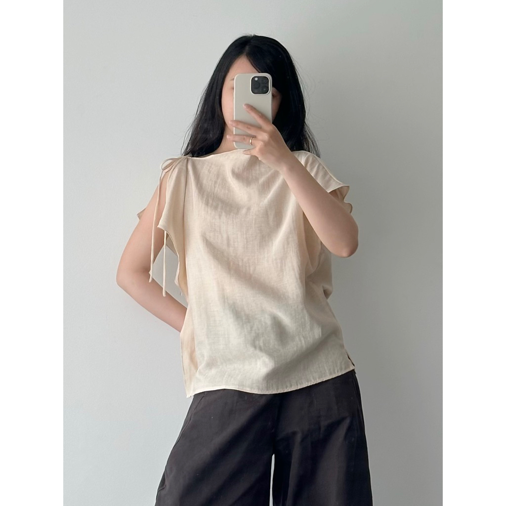 Áo tơ lệch vai kiểu nữ (2 lớp vải tơ)- Myna top