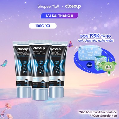 Bộ 3 Kem Đánh Răng Closeup Diamond Attraction - Trắng răng sau 1 lần chải 100g