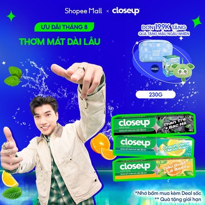 Kem Đánh Răng Closeup Trắng Răng Thơm Mát thành phần Thiên Nhiên 230G