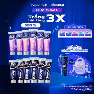 Bộ 6 Kem Đánh Răng Closeup trắng răng White Now Trắng Bật Tông 3x TỨC THÌ 100g