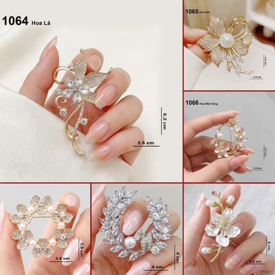 GOTI Ghim Cài Áo Hoa Lá Đính Đá Sang Trọng, Cài Áo Tặng 8/3 20/10 Cho Nữ 1064 1065