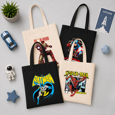 Túi Tote Loza in hình MARVEL kích thước 33x37 có ngăn phụ và khóa khéo đựng vừa A4, đi chơi, đi học thêm Loza TOTE39
