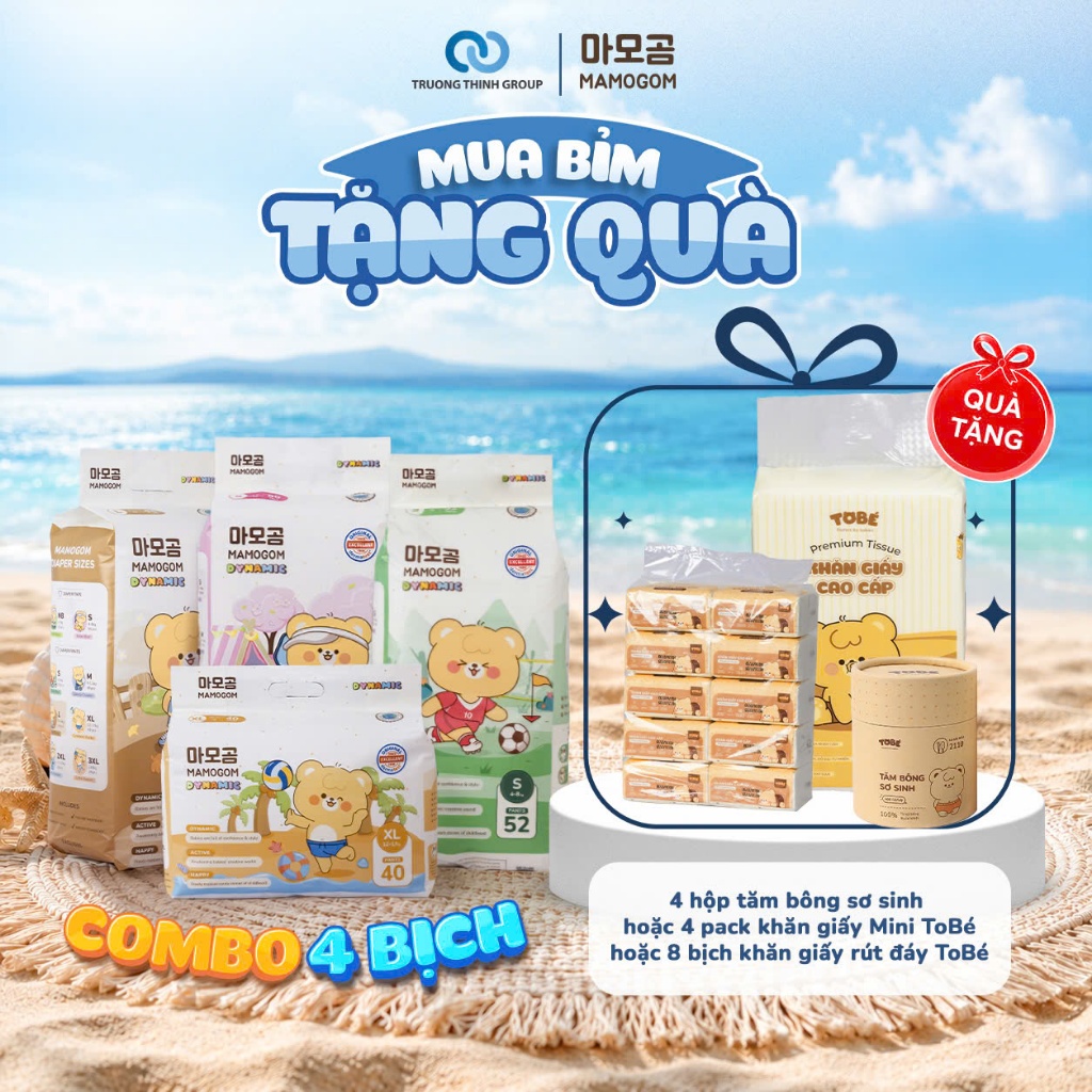 [MAMOGOM DYNAMIC] COMBO 04 BỊCH TÃ BỈM CAO CẤP MAMOGOM DYNAMIC MỀM MỊN THẤM HÚT CHO BÉ